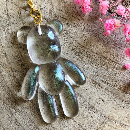 Green Chameleon Teddy Bear Keychain