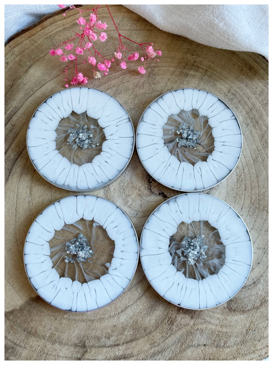 Small White & Silver Flakes Coasters
