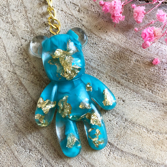 Turquoise Teddy Bear Keychain