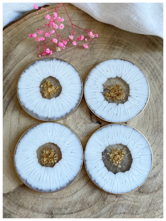 Small White & Gold Flakes Coasters
