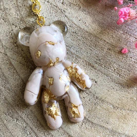 Beige Teddy Bear Keychain