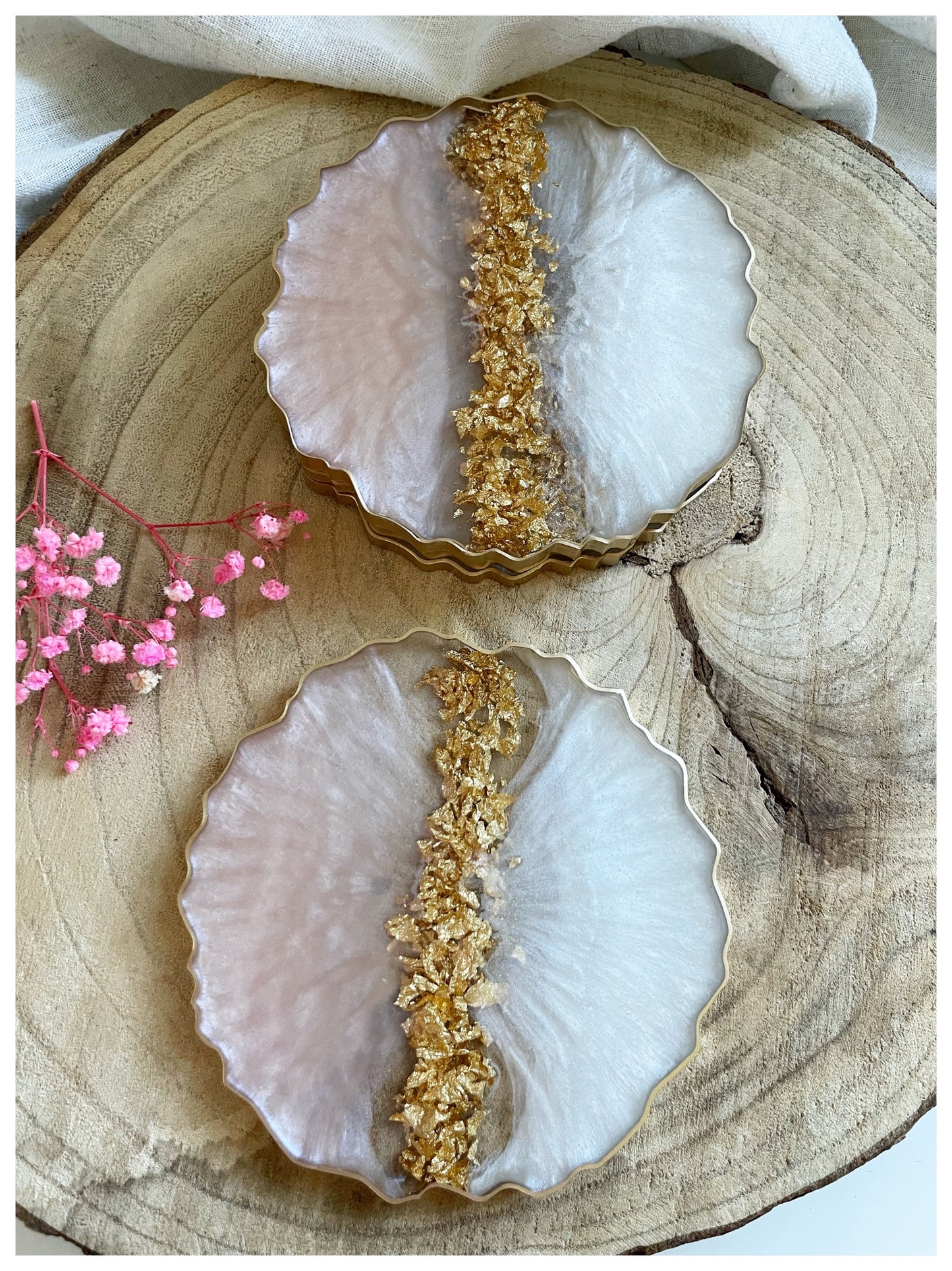 White & Pink Coasters