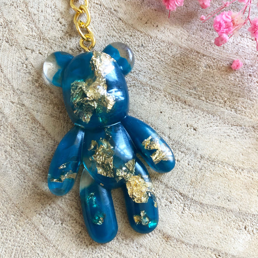 Dark Turquoise Teddy Bear Keychain