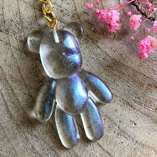 Violet Chameleon Teddy Bear Keychain