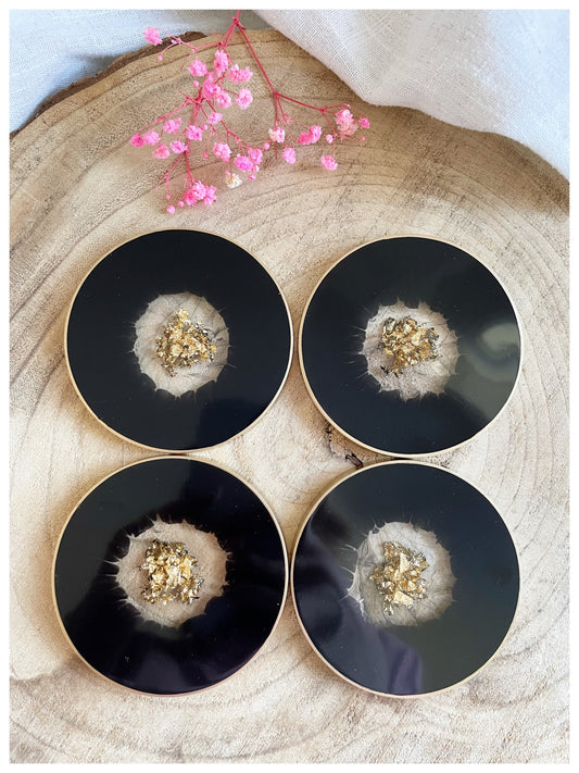 Small Black & Gold Flakes Coasters