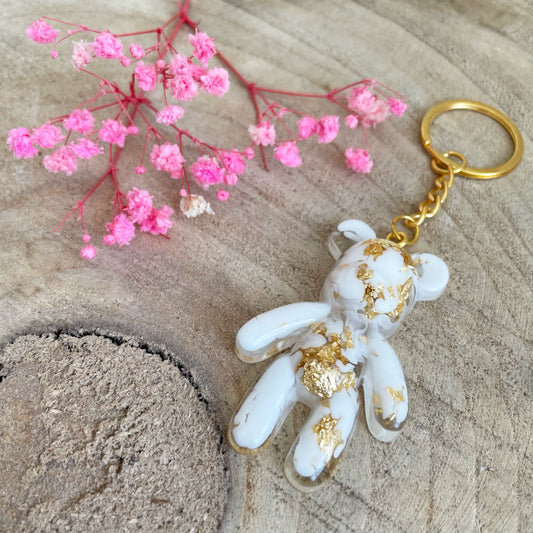 White Teddy Bear Keychain
