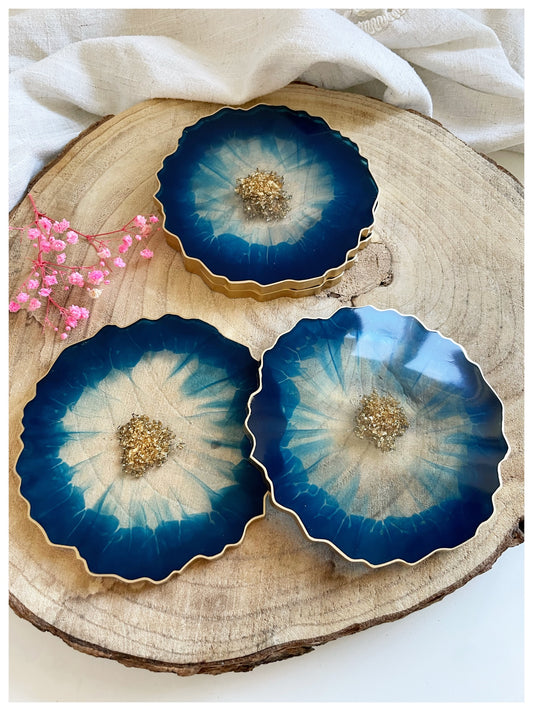 Navy & Gold Flakes Coasters