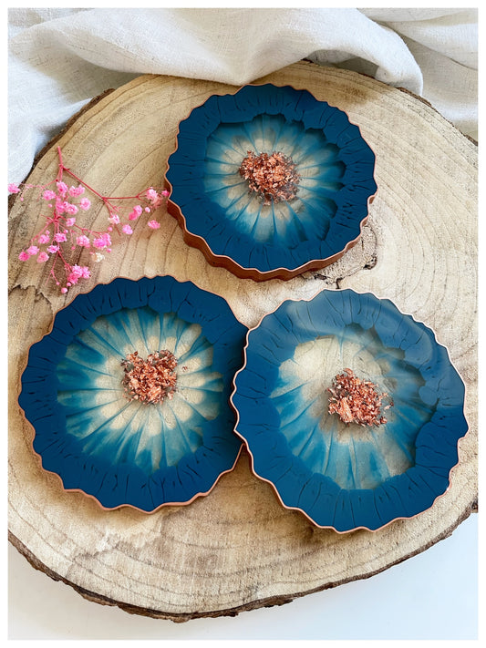 Deep Sea Blue & Copper Flakes Coasters