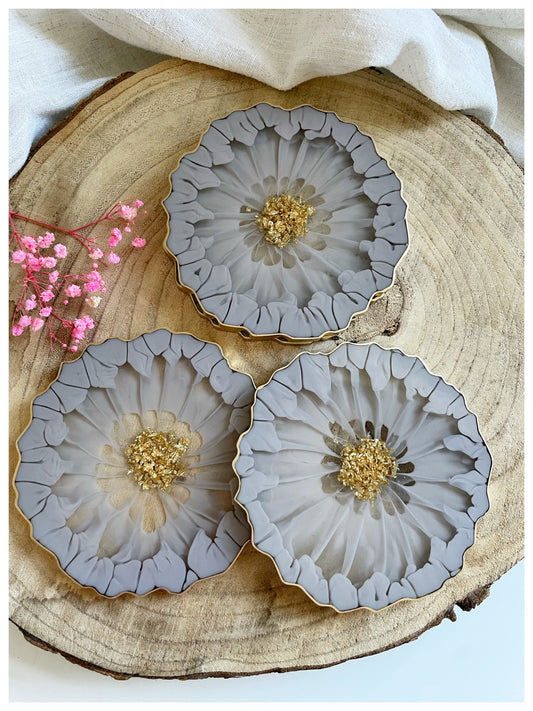Grey & Gold Flakes Coasters