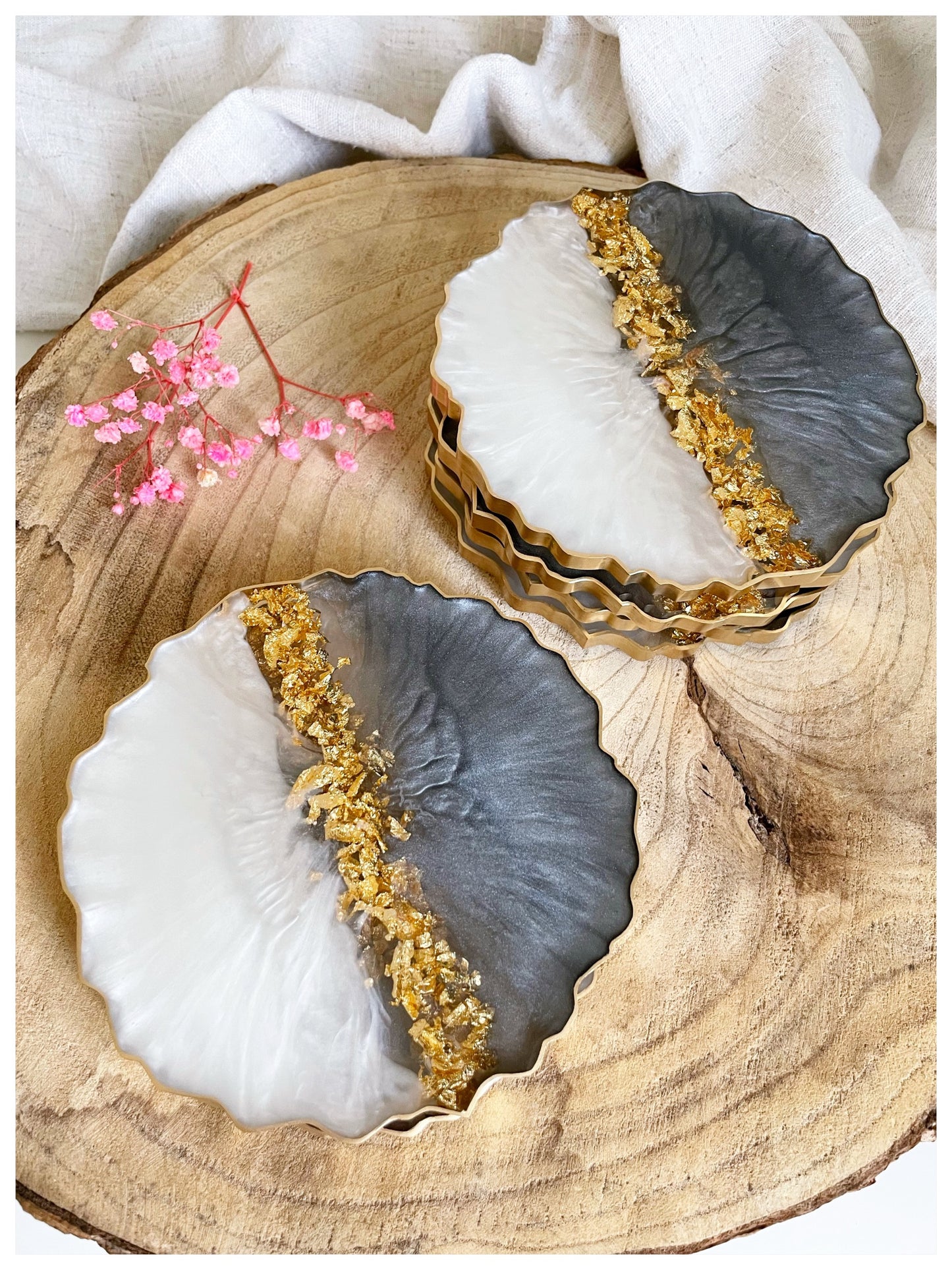 White & Dark Grey Coasters