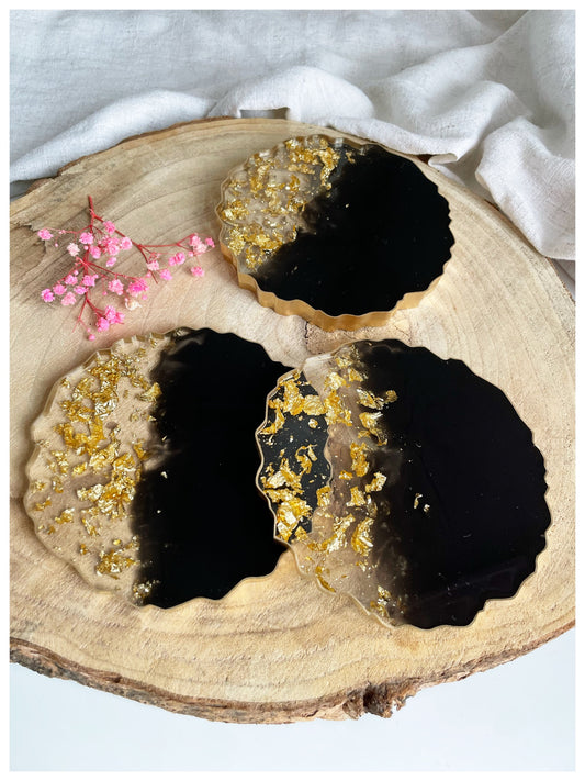 Black & Gold Flakes Coasters - Model 2
