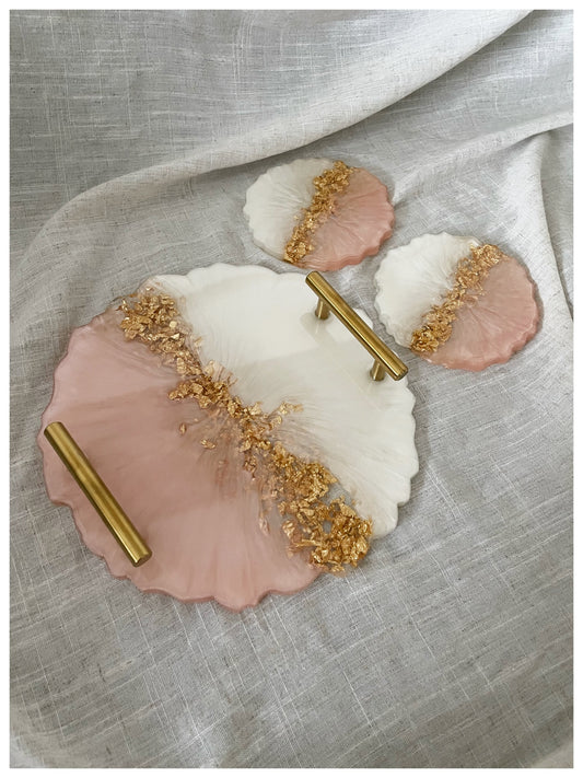 Resin Tray & Coasters Set