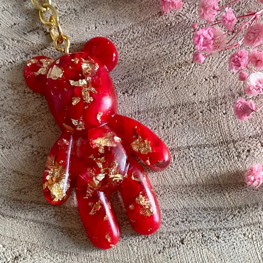 Red Teddy Bear Keychain