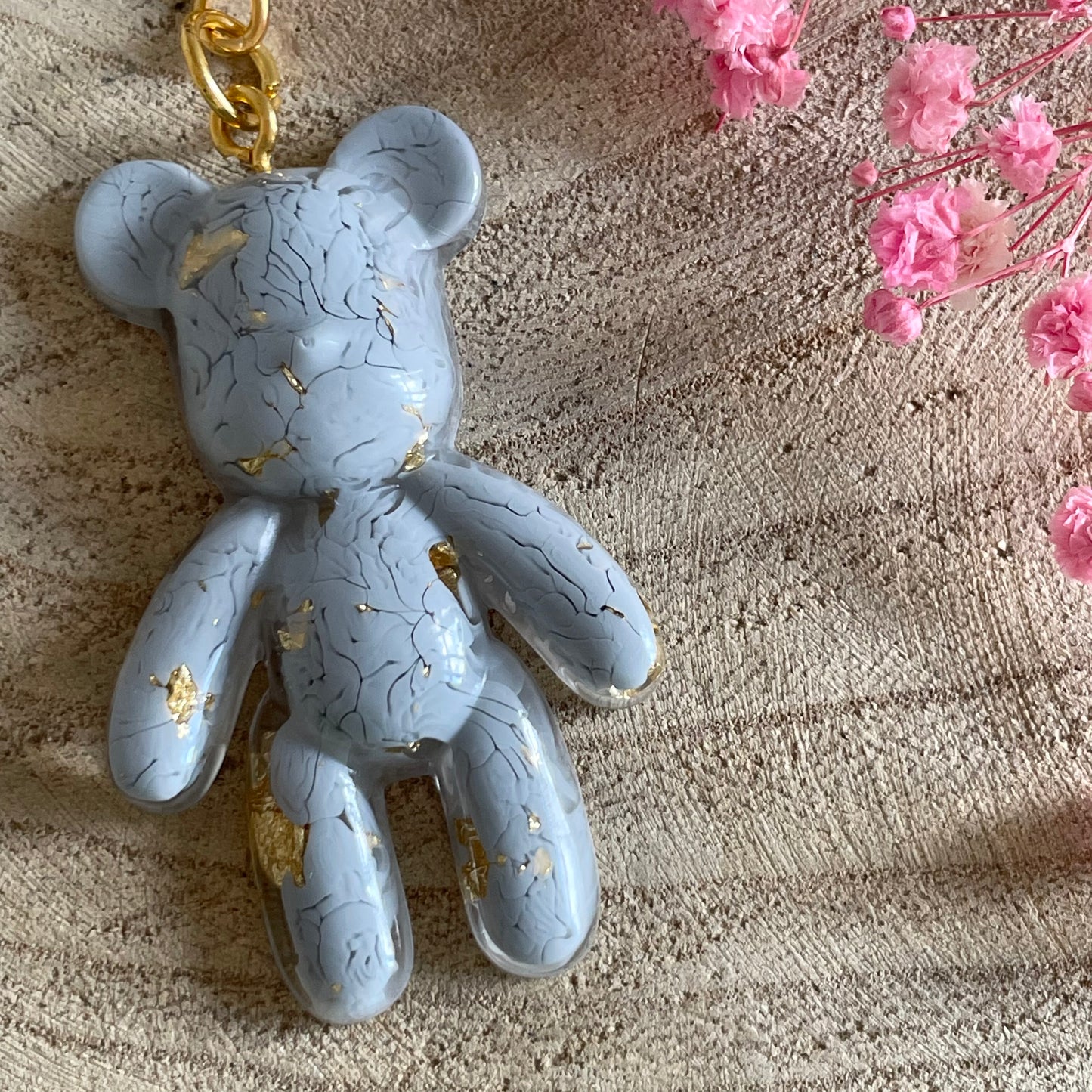 Grey Teddy Bear Keychain