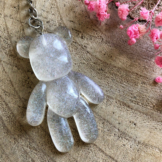 Violet Sparkling Teddy Bear Keychain
