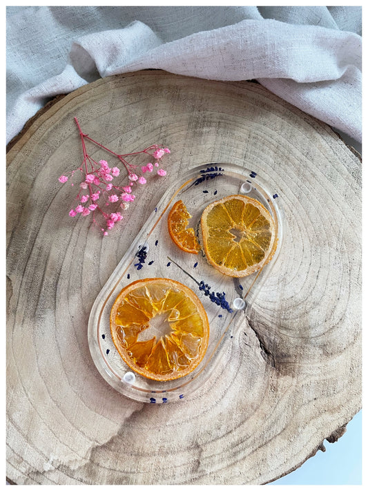 Clear Orange & Lavender Trinket Tray