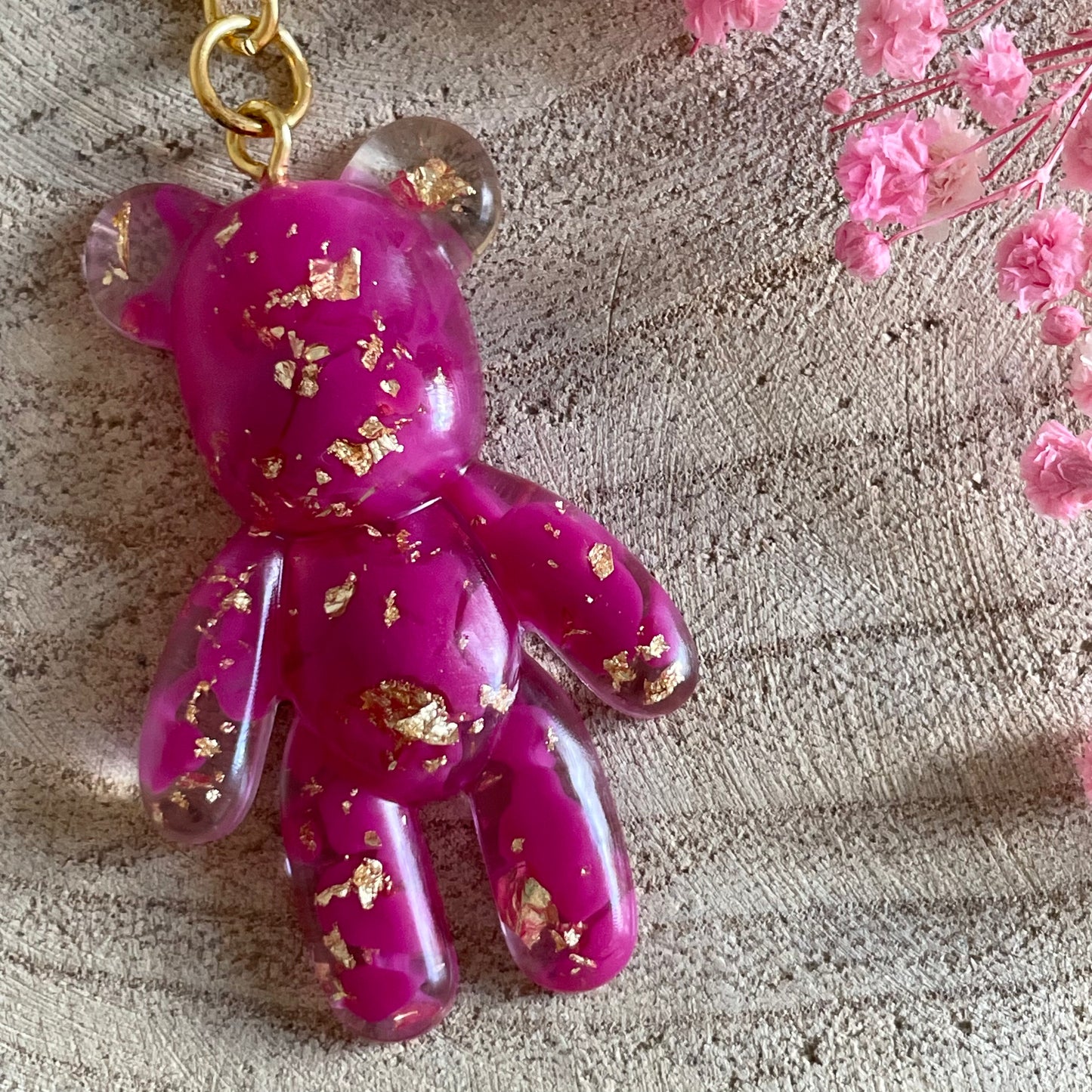 Hot Pink Teddy Bear Keychain