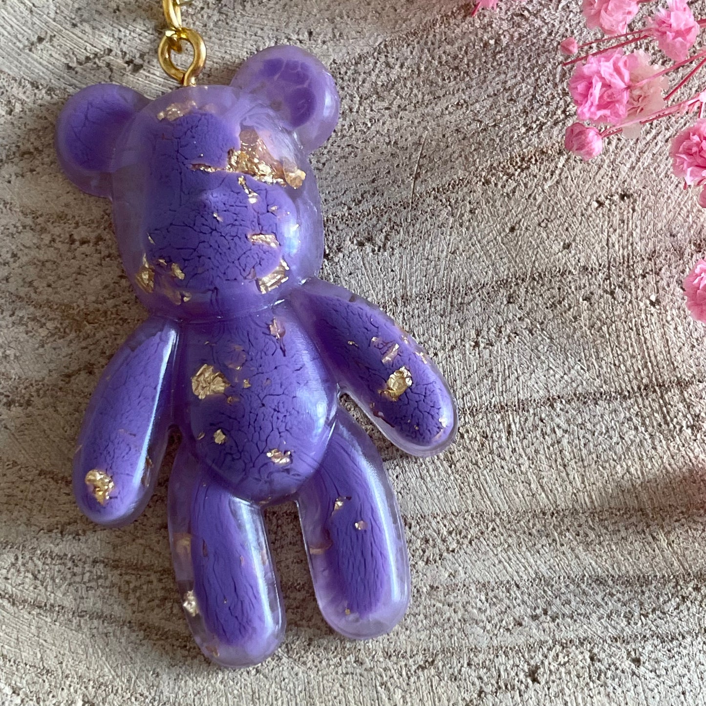 Violet Teddy Bear Keychain