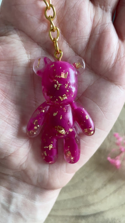 Hot Pink Teddy Bear Keychain