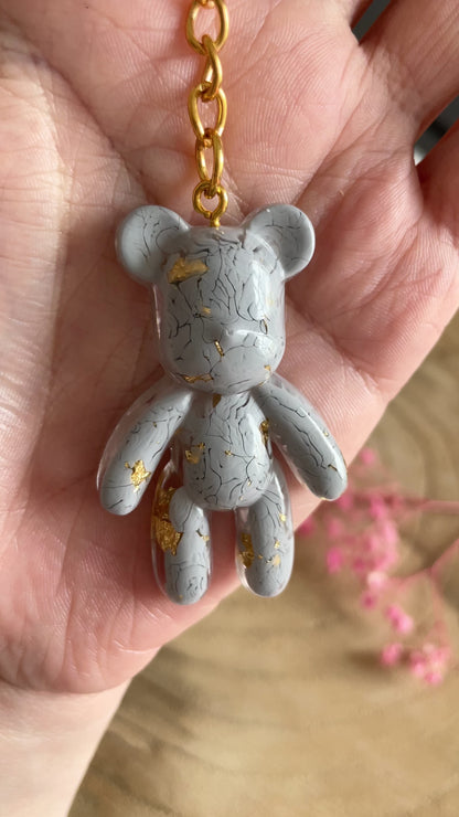 Grey Teddy Bear Keychain