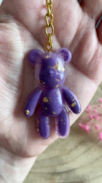 Violet Teddy Bear Keychain